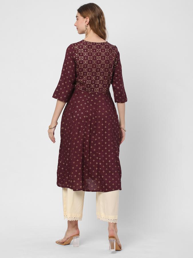 Women Geometric Print Straight Kurta image number 2