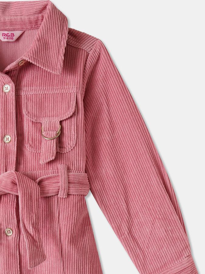 Girls Cotton Regular Fit Collar Neck Solid Dress