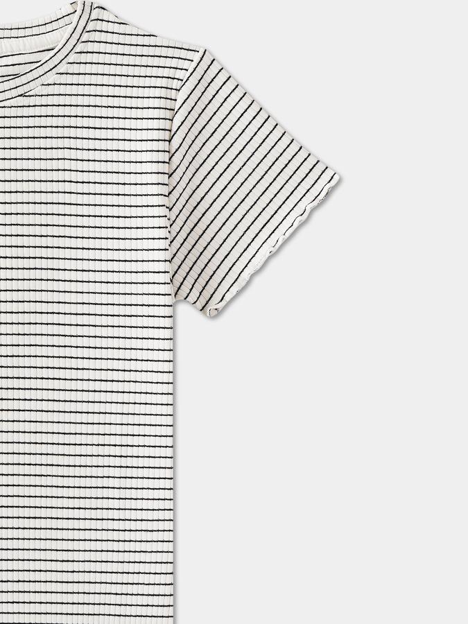 Girls Blend Striped Short Sleeve Crew Neck Top
