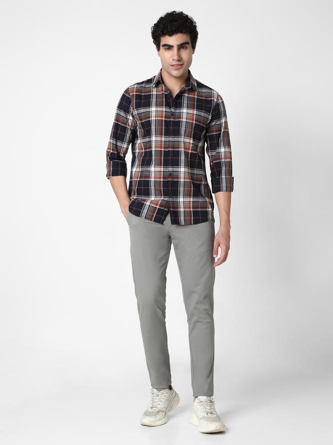 R&B Men's Brown Checked Shirt