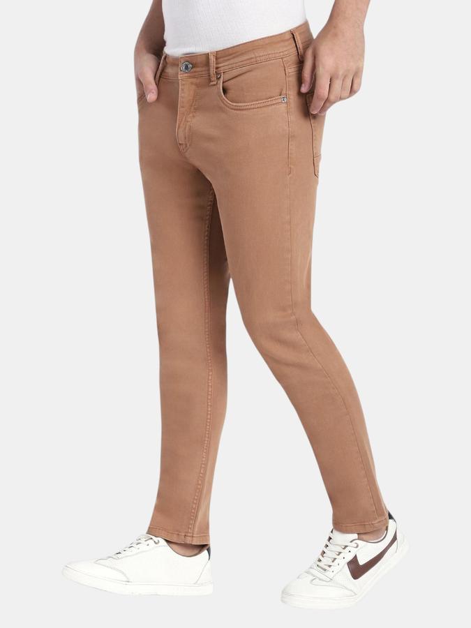 R&B Khaki Slim Fit Men Mid Rise Jeans
