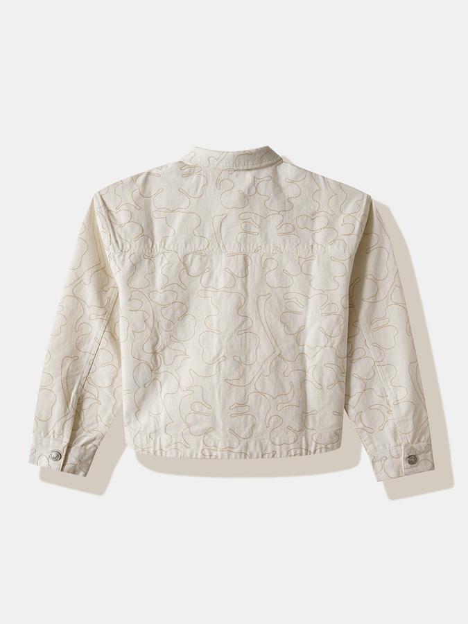 Girls Cotton Denim Abstract Print Jacket