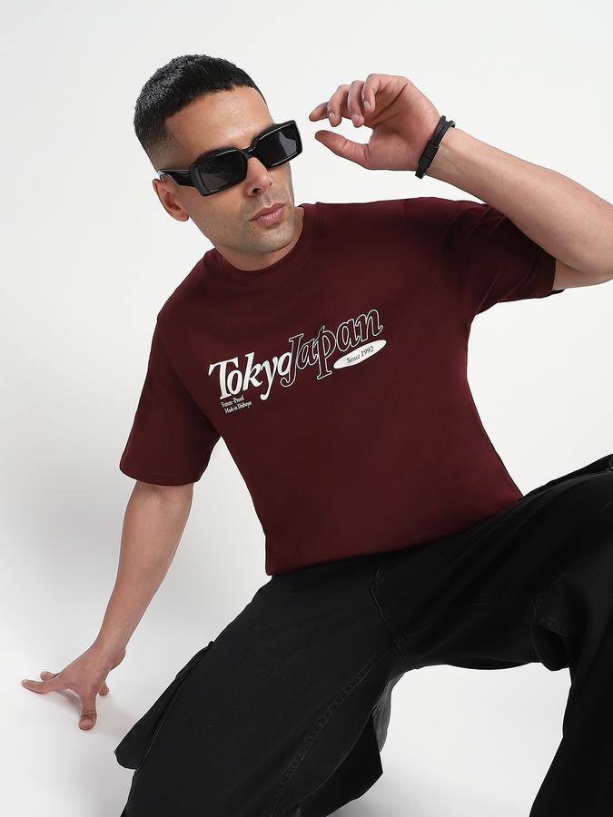 Men Cotton Relaxed Fit Crew Neck Typographic T-shirt