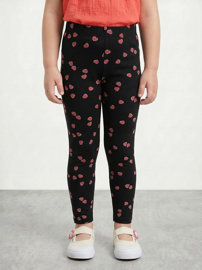 R&B Girl Black Printed Cotton Blend Leggings