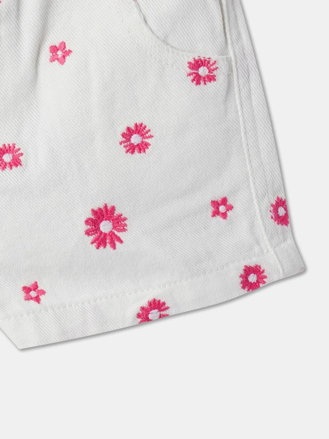 Girls Cotton Regular Fit Elastic Waist Clean Hem Shorts