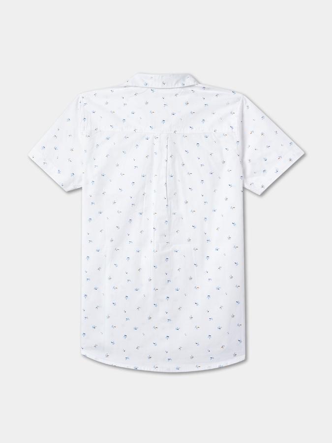 Boys Leaf Print Relaxed Fit Shirt with Welt Pocket image number 1