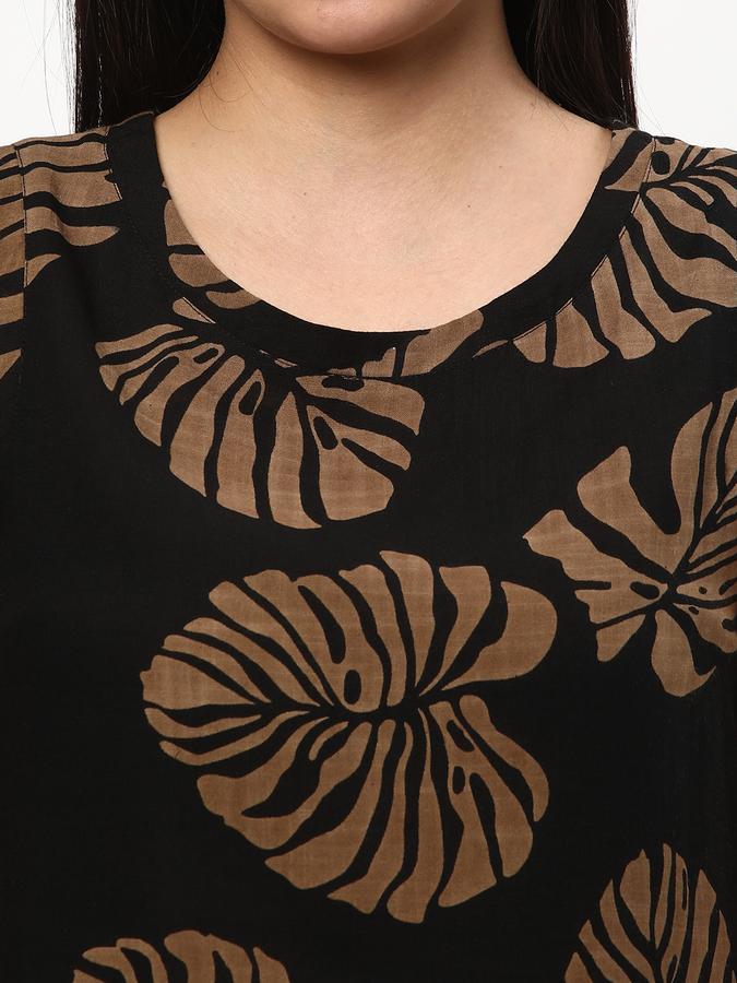 Women Leaf Print Round-Neck Tunic image number 3