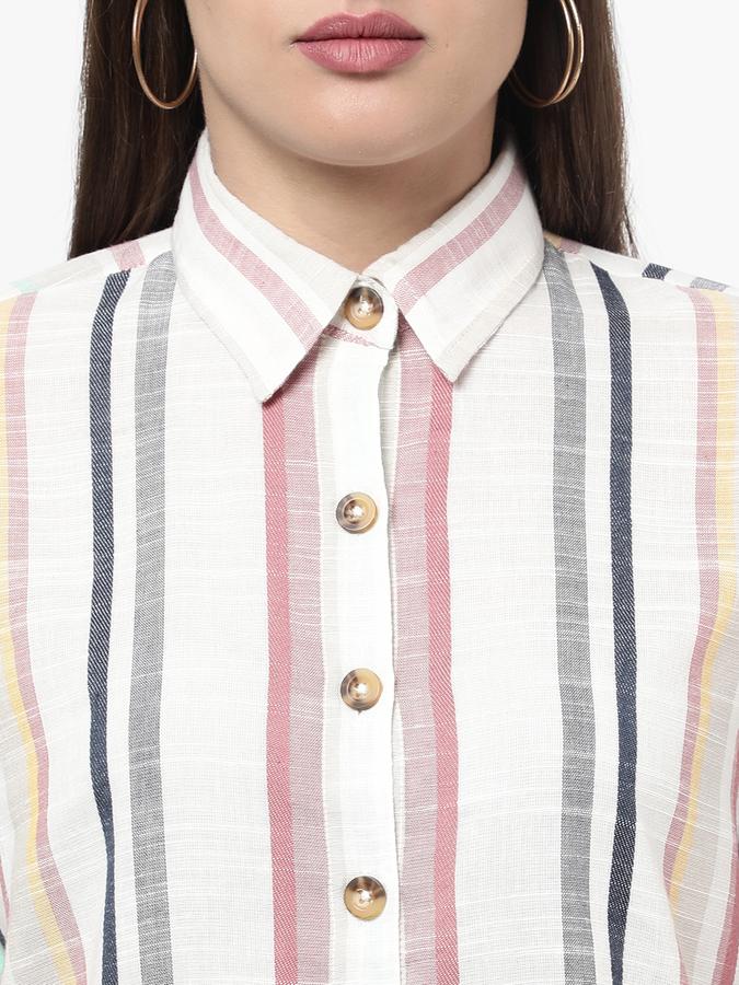 R&B Women's Button Down Striped Shirt image number 3