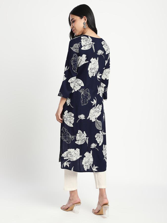 Women Viscose Regular Fit V Neck Printed Kurta