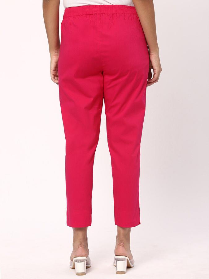 R&B Women Fuchsia Solid Regular Fit Pants