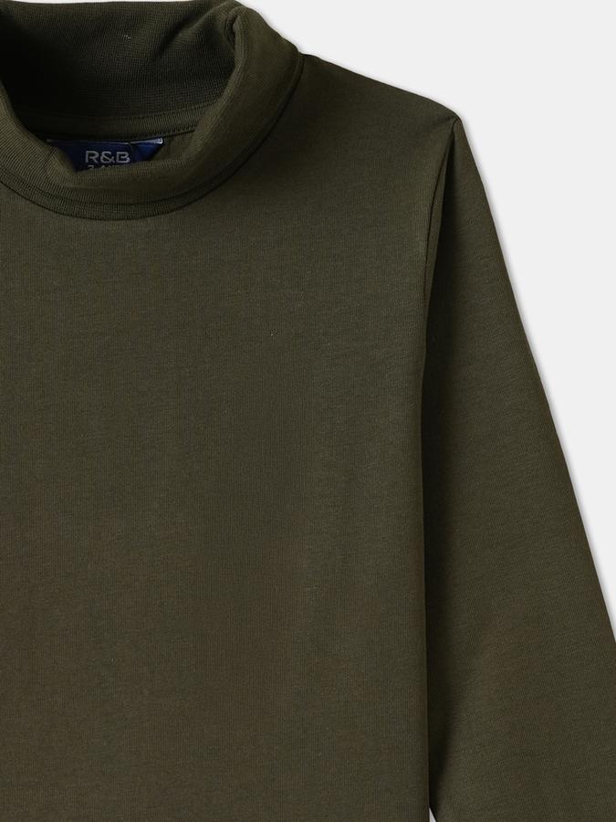 Boys Cotton Regular Fit Funnel Neck Solid T-shirt