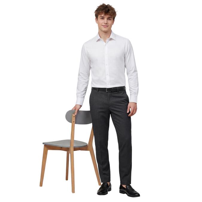 R&B Grey Solid Men Slim Fit Formal Trousers