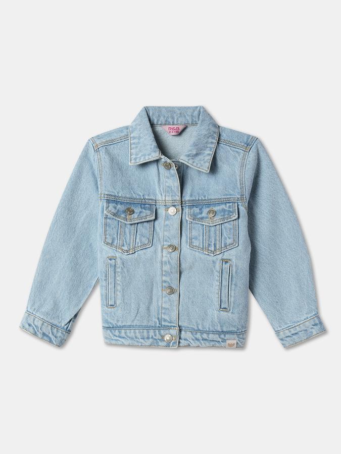Girls Heavily Washed Denim Jacket image number 0