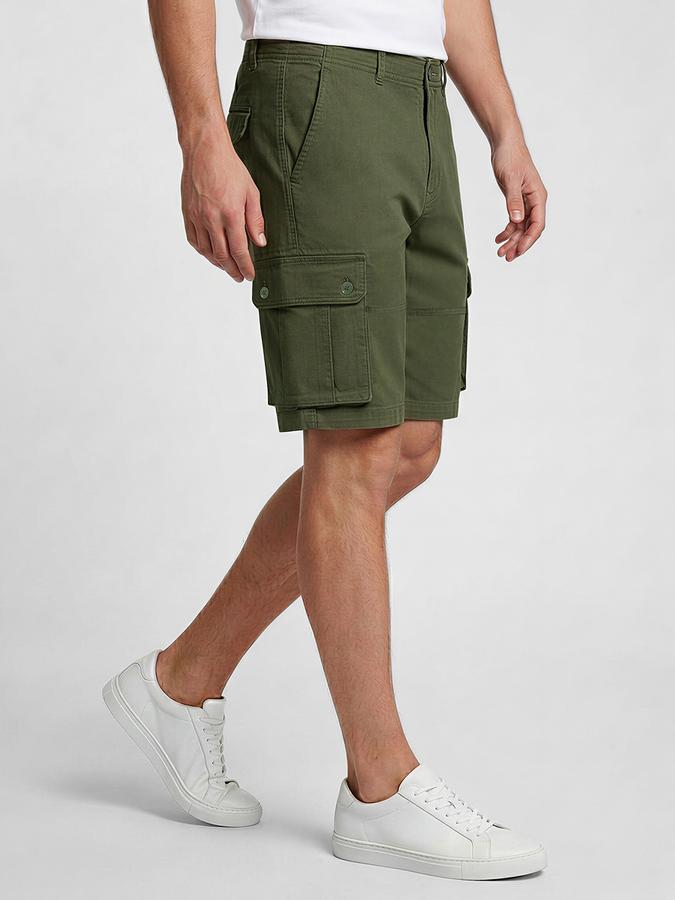 R&B Olive Men Knee Length Mid-Rise Relaxed Fit Shorts