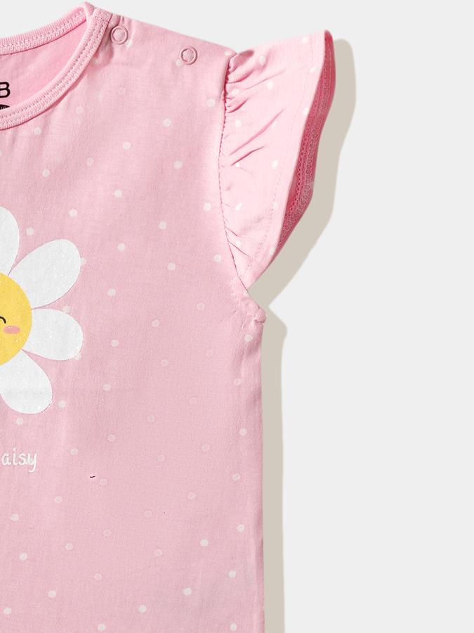 Girls Cotton Regular Fit Crew Neck Graphic T-shirt