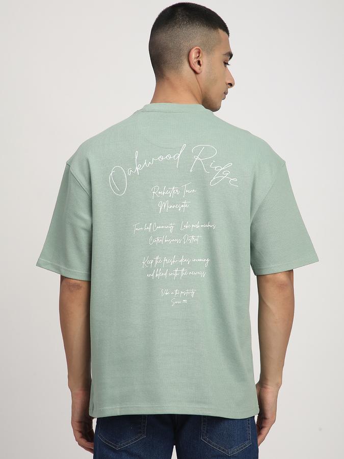 Men Cotton Oversized Fit Crew Neck Typographic T-shirt