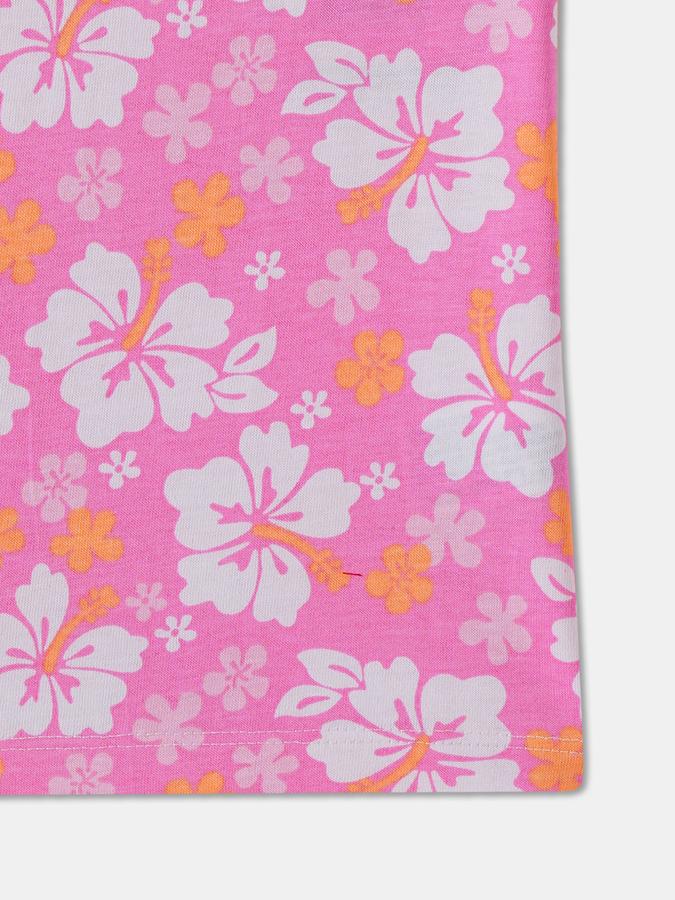 Girls Floral Regular Fit Short Sleeve Crew Neck T-Shirt