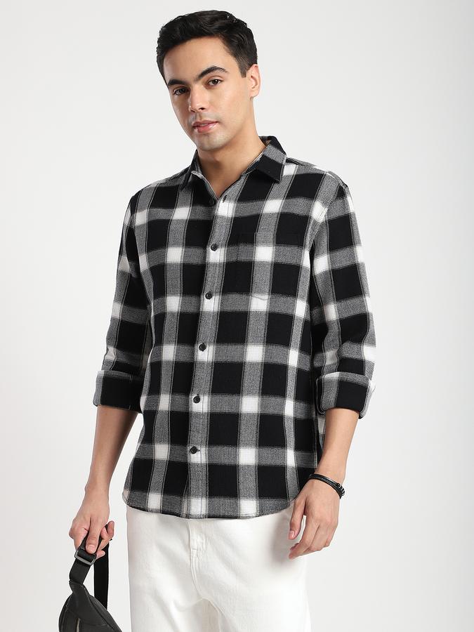 R&B Men's Black Checked Shirt