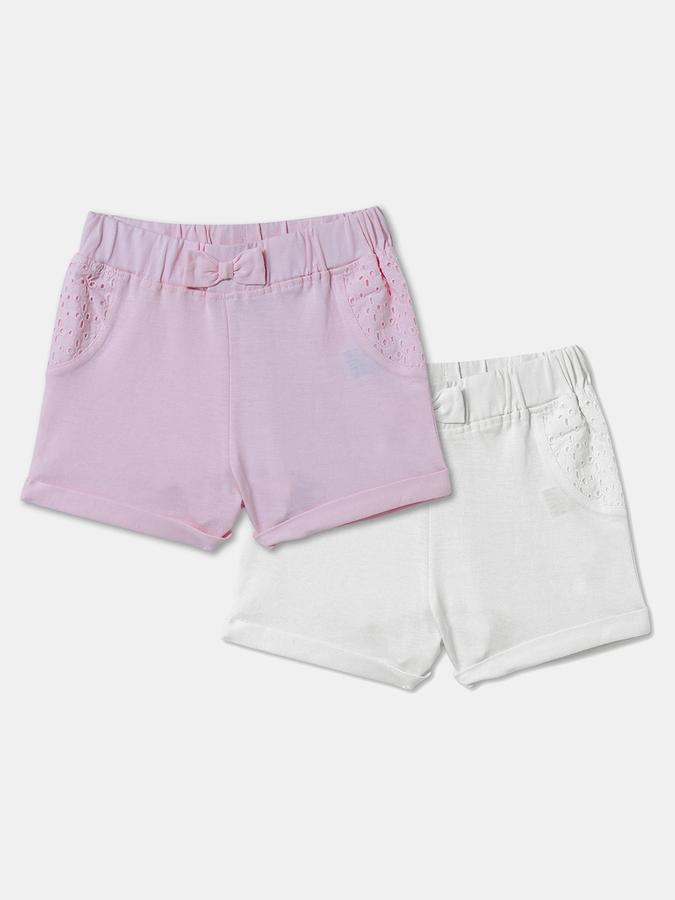 Girls Cotton Regular Fit Elastic Waist Cuffed Hem Shorts