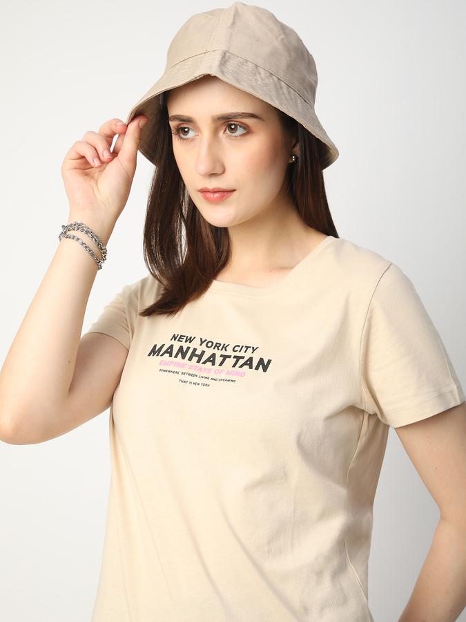 Women Cotton Regular Fit Crew Neck Graphic T-shirt