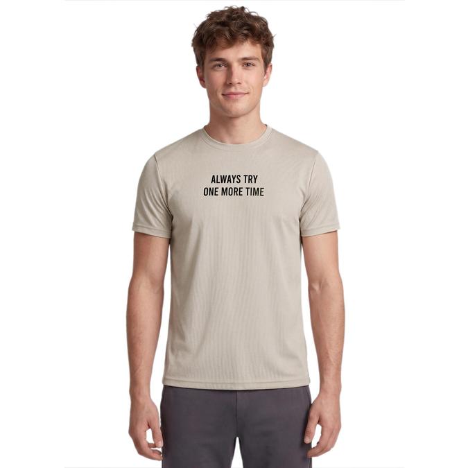 R&B Men Cream Polyester Printed Round Neck T-Shirt