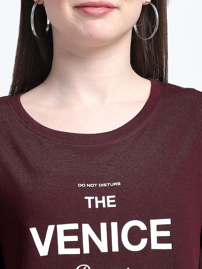 Women Cotton Regular Fit Crew Neck Slogan T-shirt