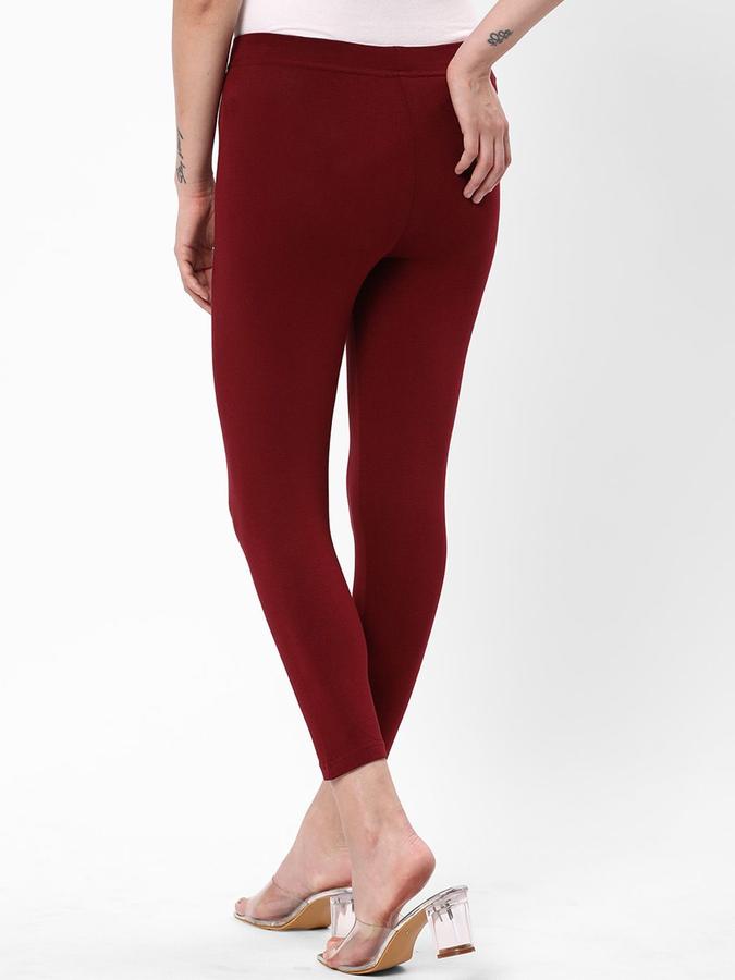 R&B Women Burgundy Solid Leggings