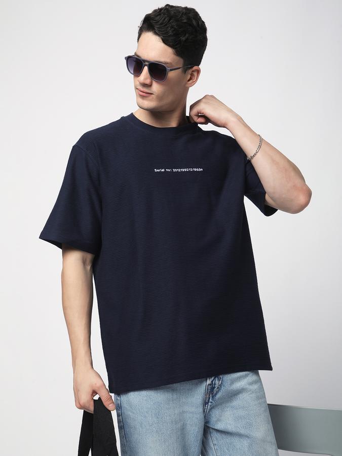 R&B MENS TEXTURED CASUAL T-SHIRT WITH ROUND NECK AND SHORT SLEEVES