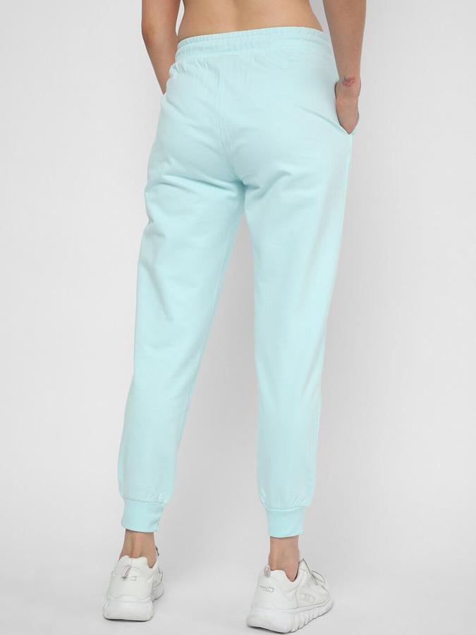 R&B Women Sky Blue Solid Jogger Fit Trousers