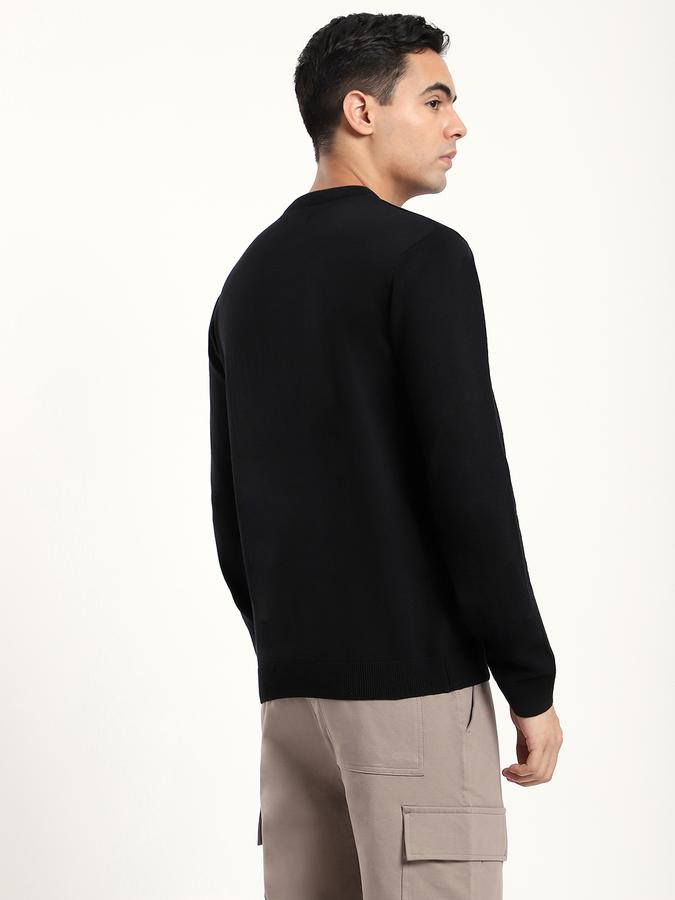 Men Cotton Blend Regular Fit Crew Neck Solid Sweater