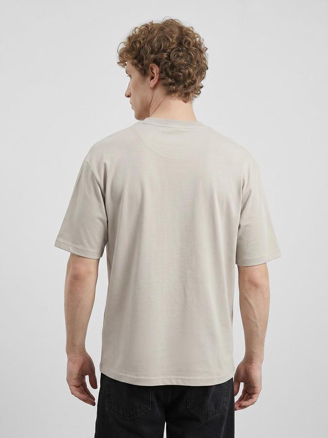 R&B Beige Men Solid Short Sleeves Tshirt