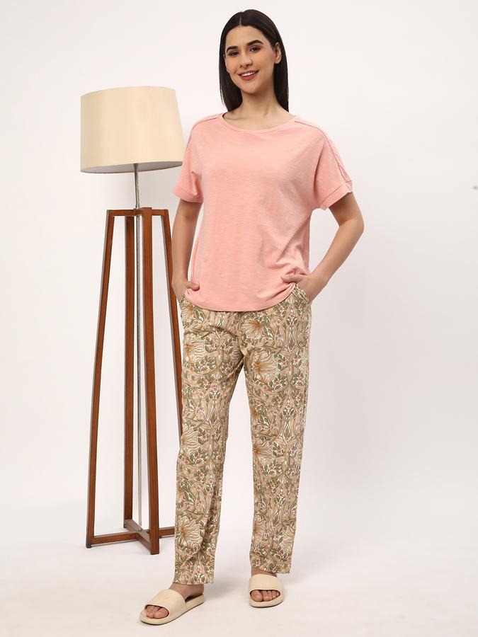 Women Floral Print Pyjamas & T-Shirt Set