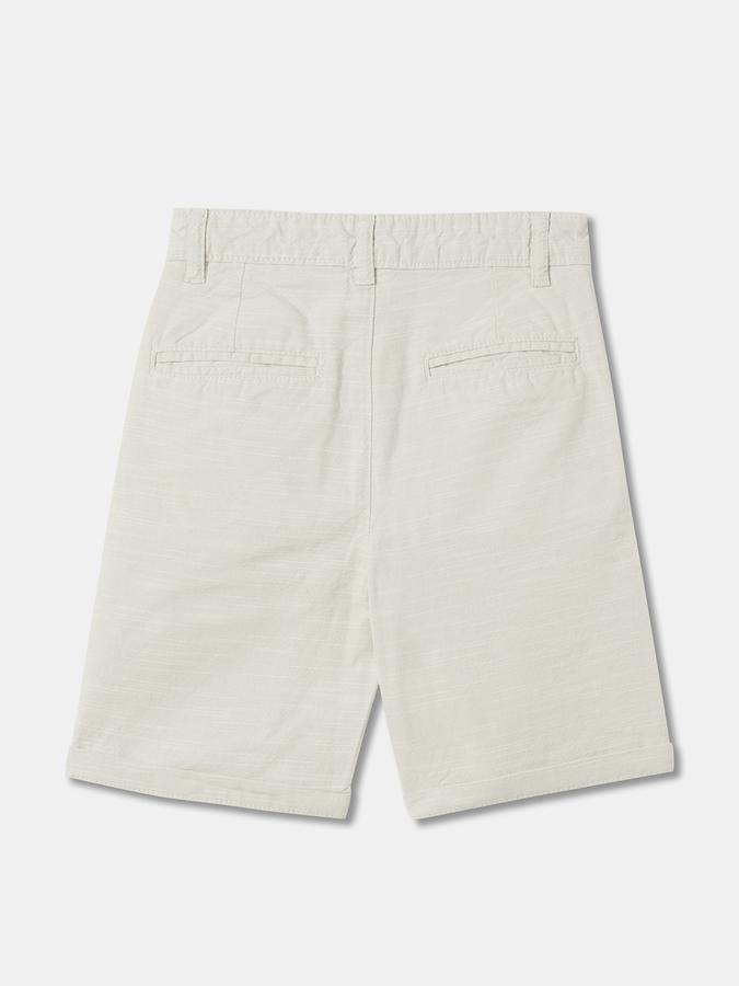 Boys Cotton Regular Fit Button Closure Clean Hem Shorts