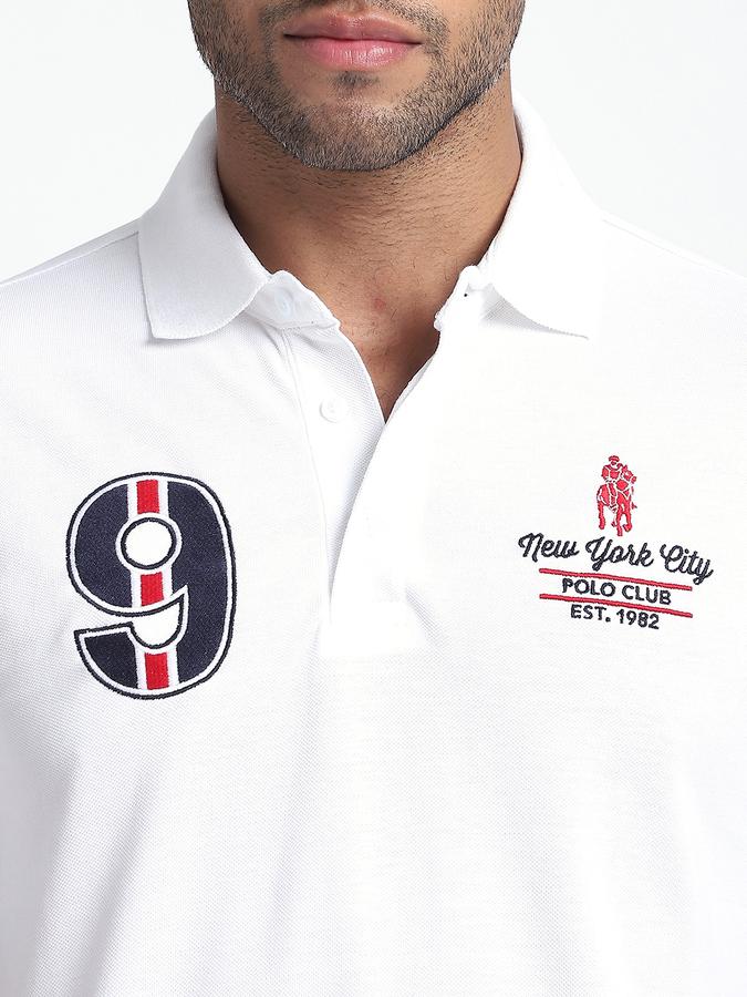 Men Cotton Regular Fit Polo Neck Graphic T-shirt