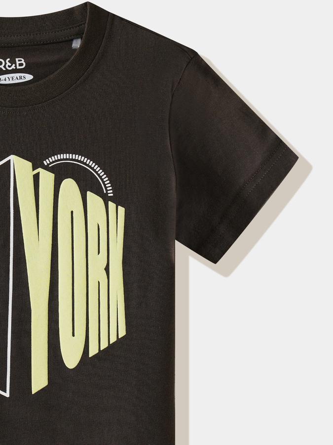 Boys Cotton Regular Fit Crew Neck Graphic T-shirt