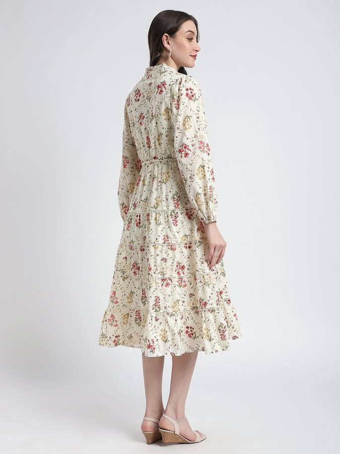 Women Cotton A-Line Midi Floral Dress
