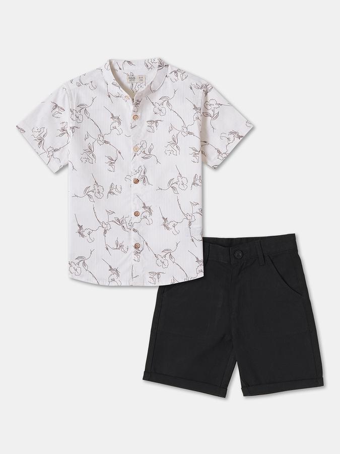 Boys Floral Short Sleeves Shirt with Shorts Fashion Set