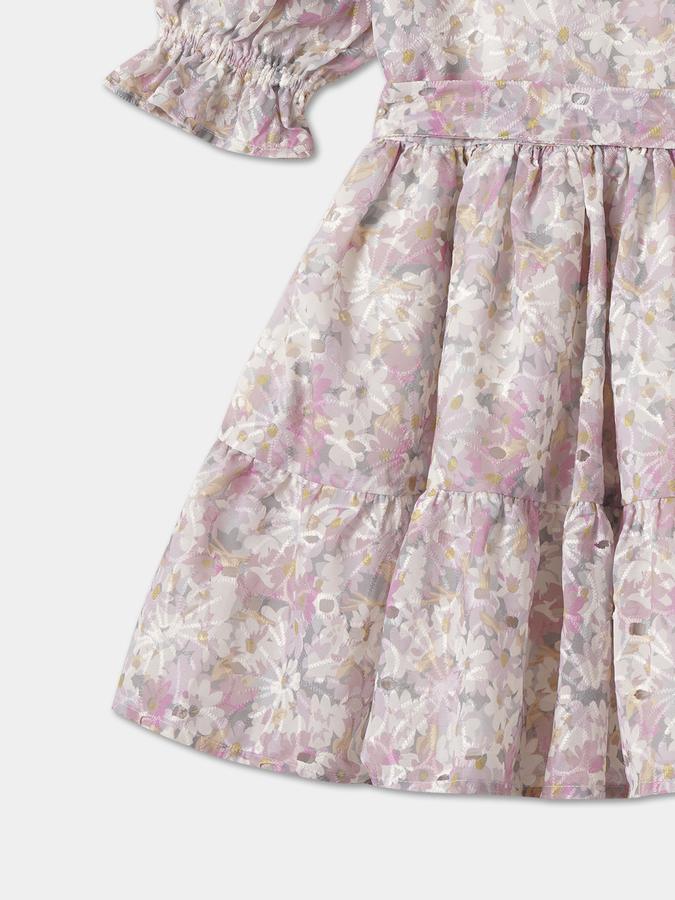 R&B Girls' Ivory Printed Dress