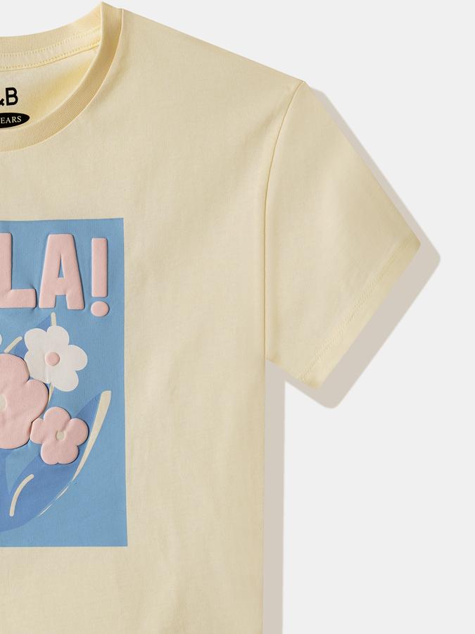 Girls Cotton Regular Fit Crew Neck Graphic T-shirt