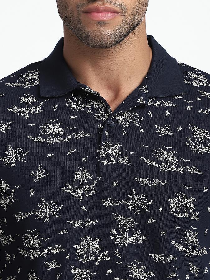R&B Men's Navy Blue Printed T-Shirt