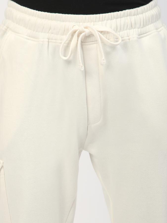 Men Fleece Regular Fit Drawstring Waist Cuffed Hem Trackpants