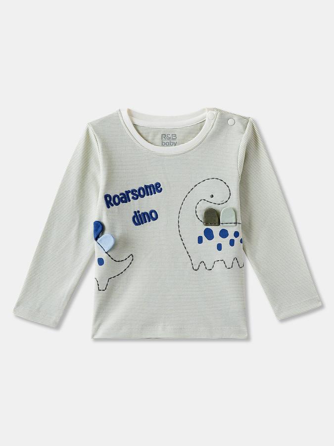 Boys Striped Full Sleeves T-shirt with Trousers Fashion Set