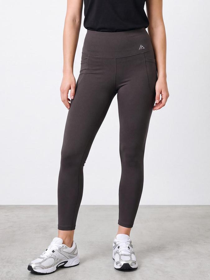 R&B Women Grey Solid Ankle Length Activewear Legging