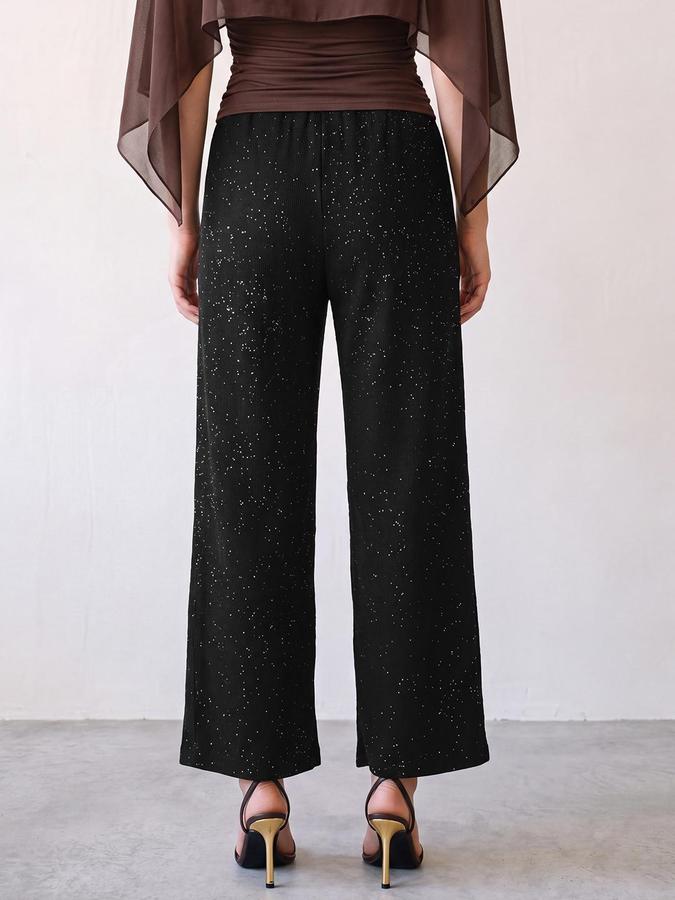 R&B Women Black Abstract Print Pure Polyester Pant