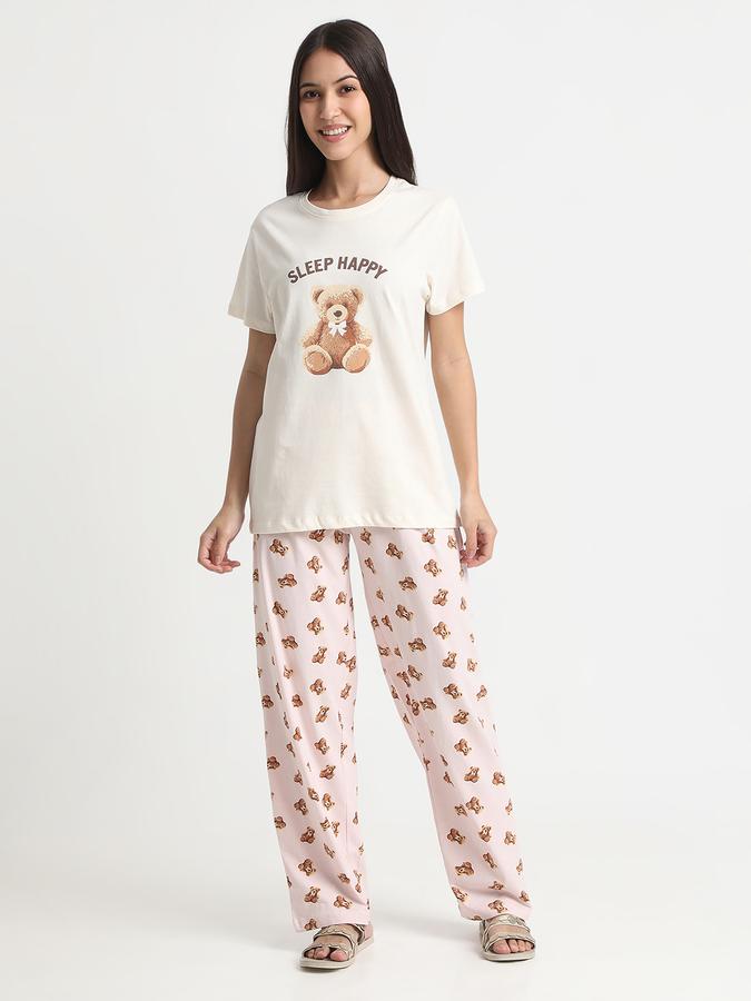 Women Cotton Relaxed Fit Drawstring Printed Pajama Pants
