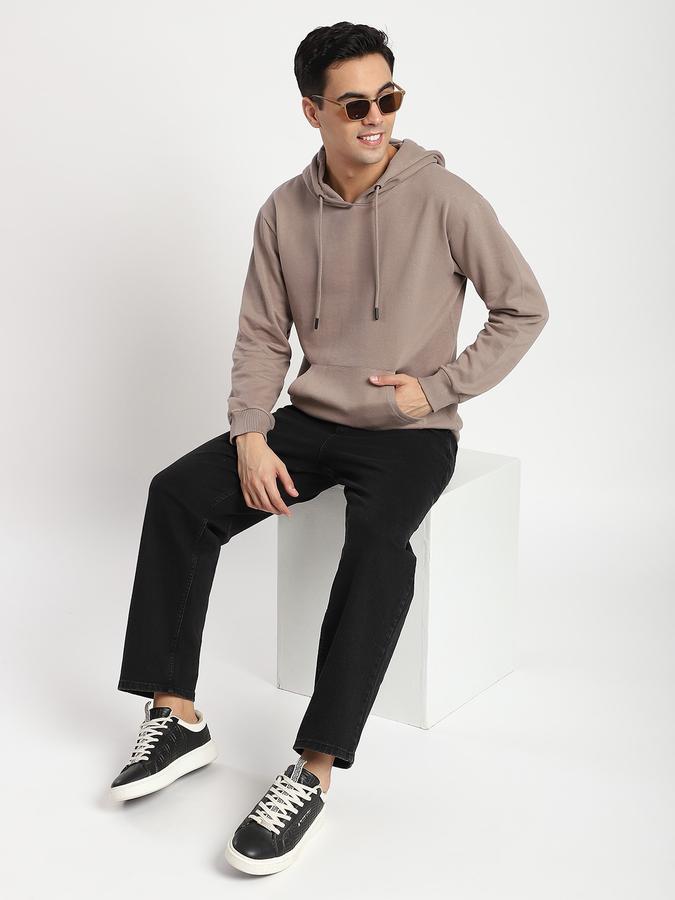 Men Fleece Regular Fit Hooded Solid Sweatshirt