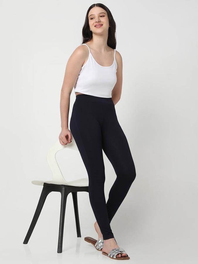 Women Cotton Skinny Fit High Rise Solid Tights
