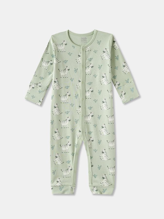 Boys Animal Print Full Sleeve Snap Front Sleepwear Set