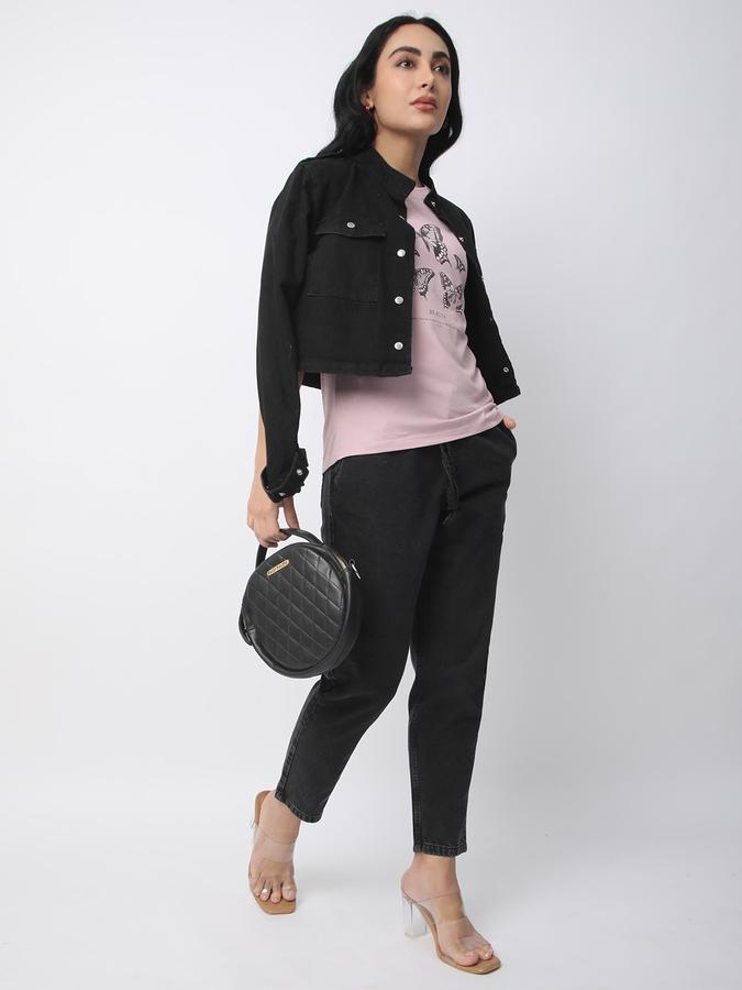 Women Cotton Relaxed Fit Crew Neck Graphic T-shirt