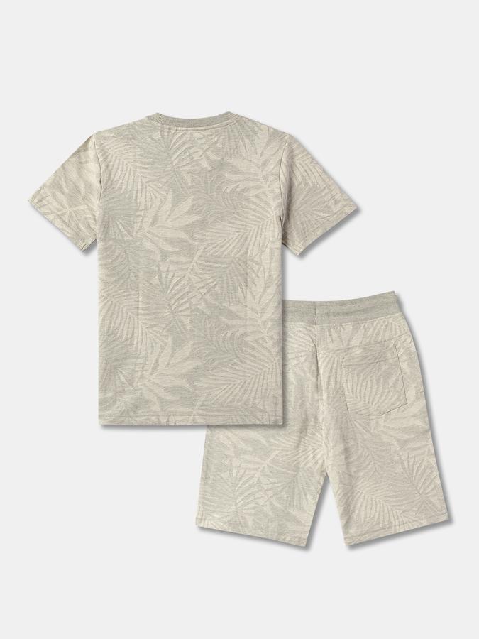 Boys Leaf Print Suit Set with Short Sleeves image number 1